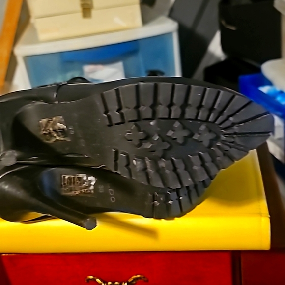 New Designer Aldo Stallion High Heel Combat Boots, Sz 8, Black Genuine Leather - Picture 12 of 12